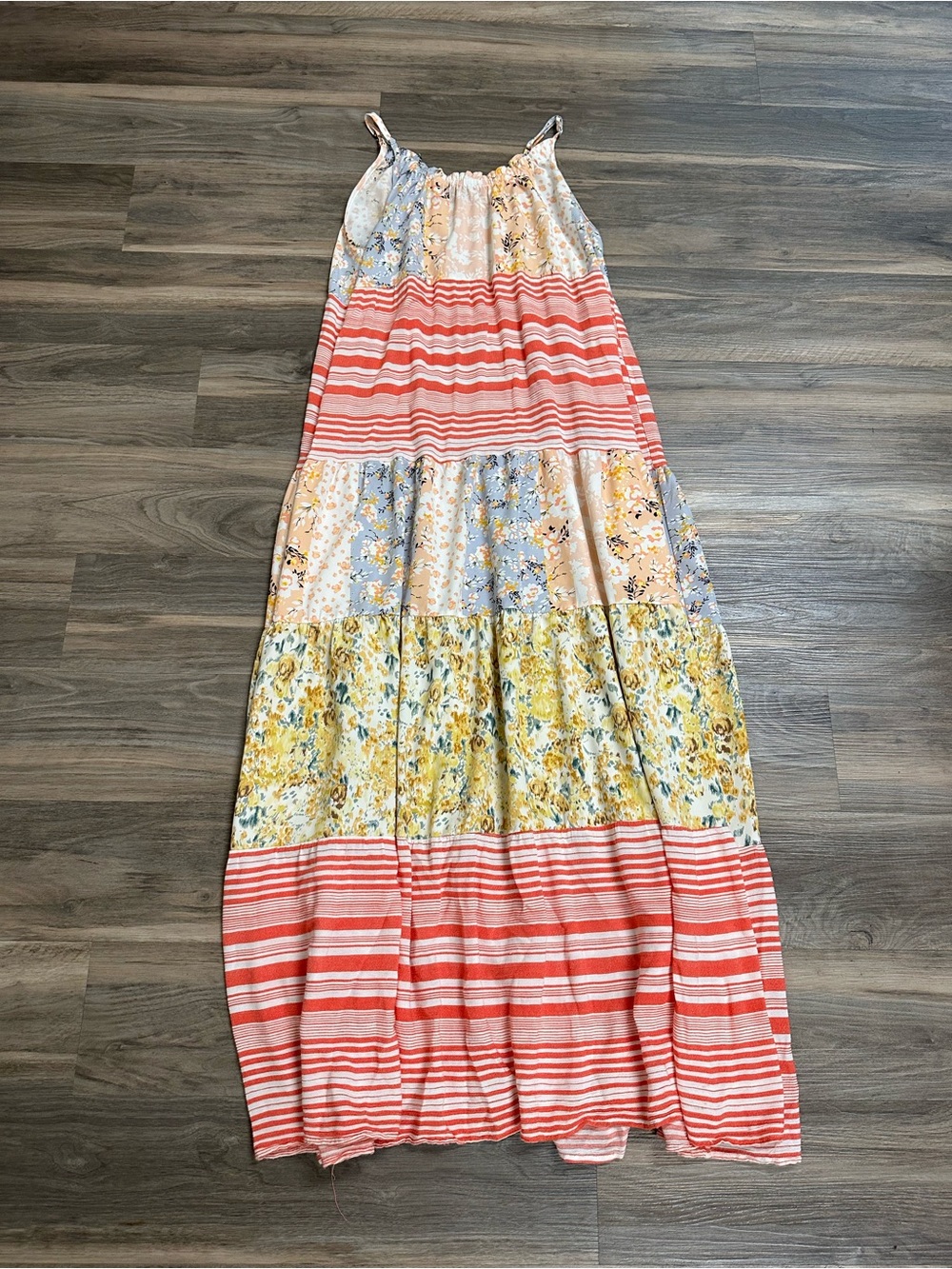 GiGiO USA Floral Stripe Mixed Pattern Dress
